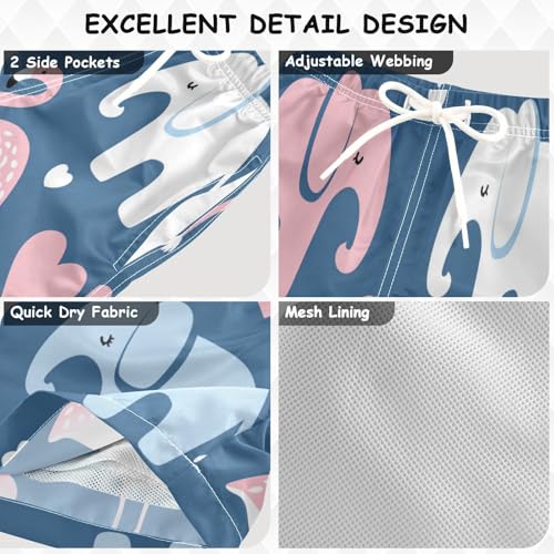 Boys Beach Board Shorts Elephant Flamingo Cartoon Swim Trunk Teen Swimwear 8-16Y3