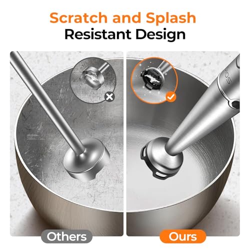 immersion blender blending soup in pot