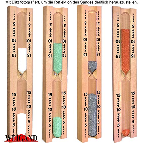 WEIGAND® Sanduhr BUCHE MIT Reflex Spezial Sand I Inkl. Schrauben I Quality Time I Laufzeit 15 Minuten I gut ablesbar I 360° Drehgestell I Saunazubehör I Sauna I Zubehör (Reflex-Weiß) - Image 6
