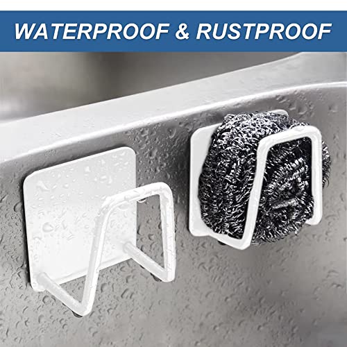 Image of Sponge Holder for Kitchen Sink Caddy, Strong Adhesive Sponge Holder for Sink Counter, Dish Sponge and Brush Holder, Premium SUS304 Stainless Steel Rust Proof Waterproof-White(2 Pack)