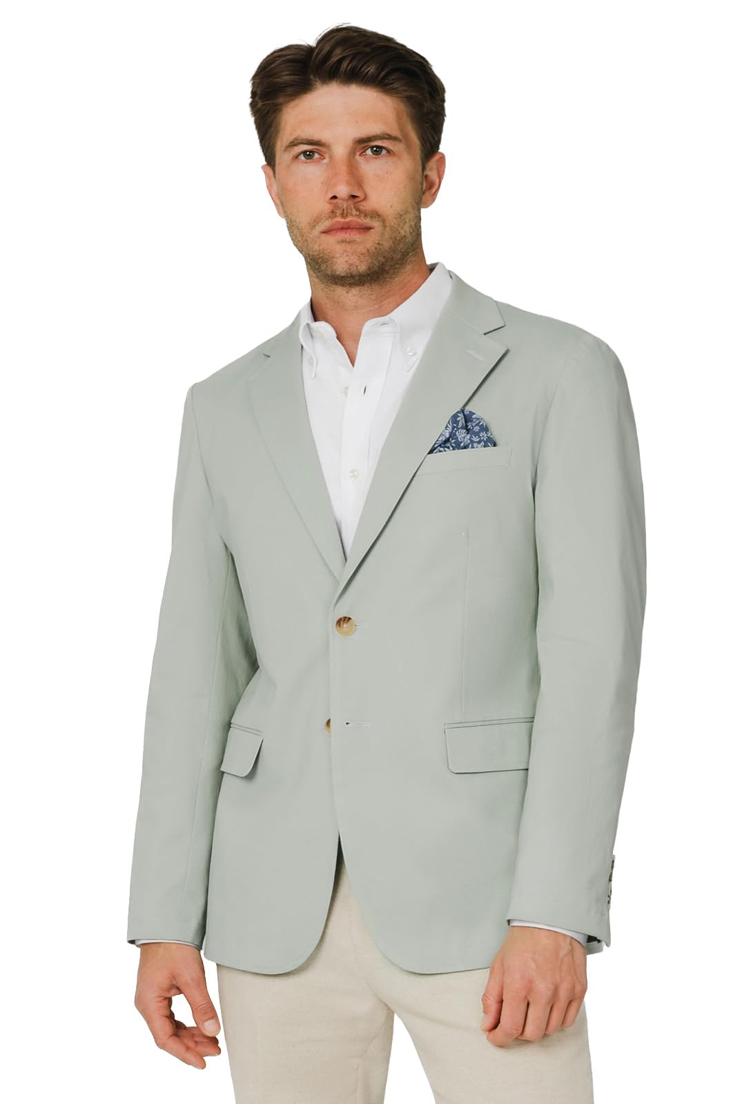 Dobell Men's Green Sage Cotton Twill Jacket Regular Fit-44R
