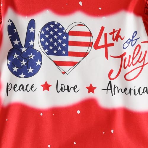 Image of Ayalinggo Fourth Of July Outfit For Kids Girl 4th Of July American Flag Shirt Flare Pant Set Indenpendent Day Summer Clothes