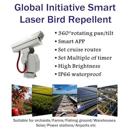 Hnbylmm Bird Repellent Laser Devices, Automatic Bird Scarer With 360° Rotary, App Remote Control, IP66 Waterproof, Quiet User-Friendly, For Substations, Airports, Orchards, Farmland B - 4