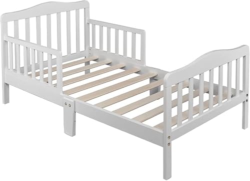 Cama de madera para niños pequeños con barandillas de seguridad marco de cama clásico para niños con cabecero trineo de cama de bebé diseño de bajo disponible en Yaxa Guatemala