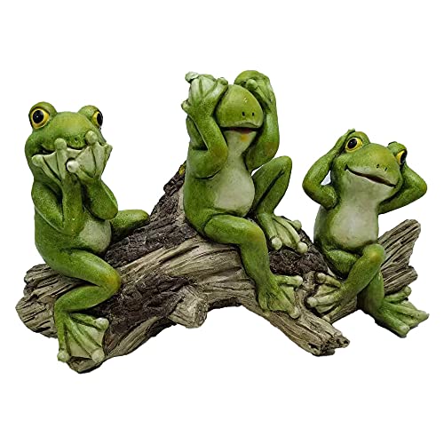 Frosch Poly Resin Rasen Statue - Handgefertigte Ornament Figur mit aufwendigen Details - frostbeständige Gartenteichskulptur geeignet für drinnen und draußen - Kröte Terrasse Geschenk (lustig) Cover