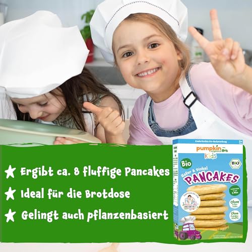 Bio Pancakes Hafer & Dinkel (6er Pack) - Backmischung für Kinder (3+ Jahre) und Erwachsene zur schnellen Zubereitung - Backset ohne Zuckerzusatz¹ und ohne Zusatzstoffe für Pancakes, Waffeln und Blinis