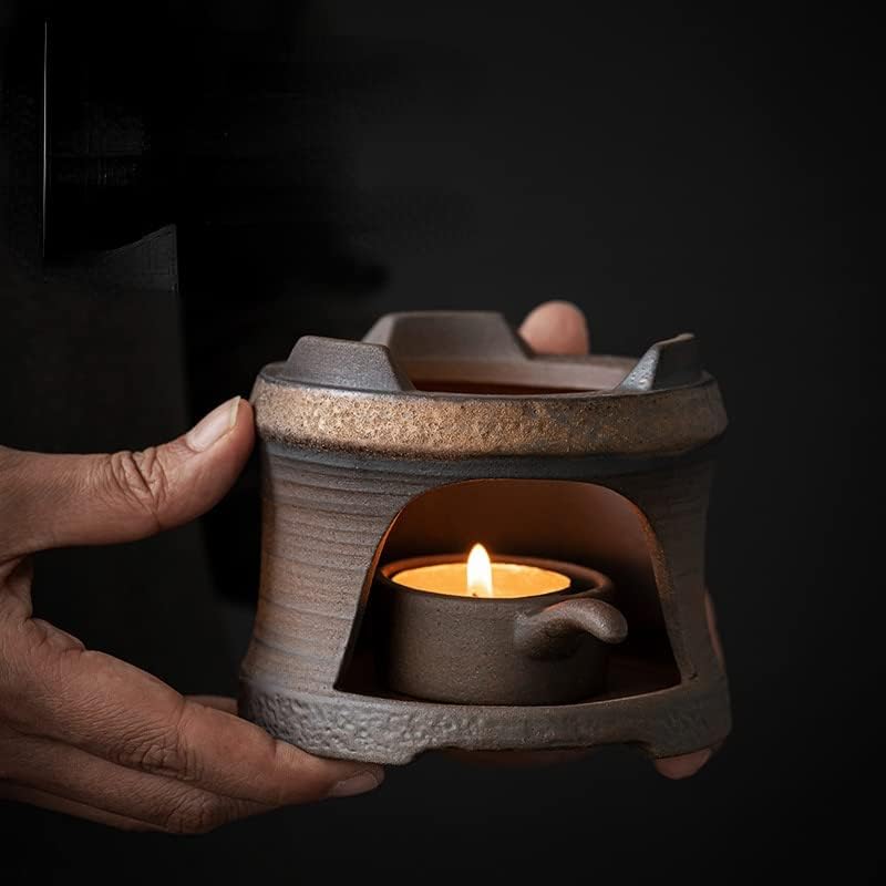 kkekos Clay Ceramic Teapot Warmer with Candle Holder Stand Japanese Vintage Tea Heater Tea Stove Warmer Wax Melt Warmer (TYPE3)