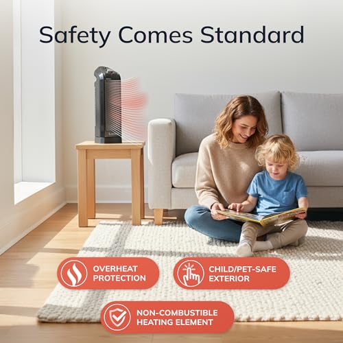 Lasko Oscillating Ceramic Space Heater for Home with Overheat Protection, Thermostat, and 3 Speeds, 15.7 Inches, Black, 1500W, CT16450, Small, 4 Pounds image 5