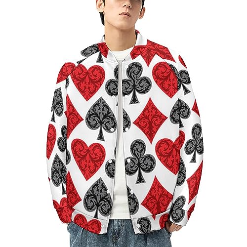Playing Card Poker Men‘s Baseball Jacket Long Sleeve Casual Coat Bomber Jacket Unisex Streetwear3