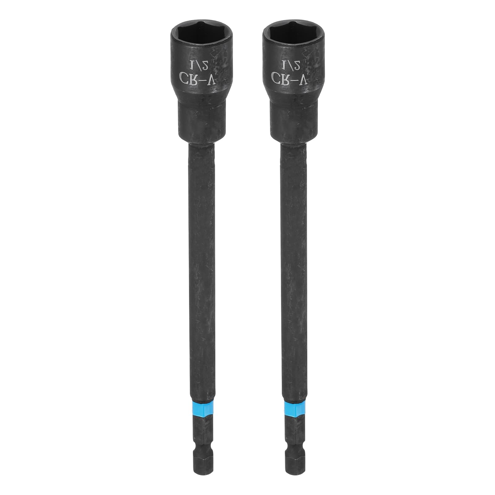 sourcing map 2pcs Nut Driver Drill Bit 1/2" Socket 1/4" Hex Shank 6" (150mm) Magnetic 6-Point Sockets Quick Change Cr-V Steel Bolt Setters for Power Drill Drivers