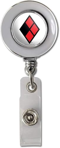 Harley Quinn - Carrete retráctil con logotipo de diamante cromado para tarjetas de identificación