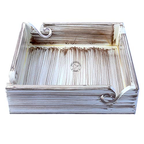 Image of Hind Handicrafts Solid Dark Handmade Crafted Wooden Portable Antique Yarn Storage Bowl Tray - Holder for Knitting Crochet Hook Accessories - Multipurpose Organiser (Teak White, 10 inch x 10 inch x 2.5 inch)