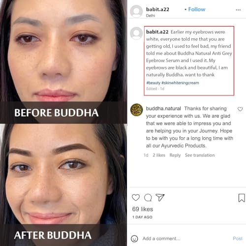 Image of Buddha Natural Grey Eyebrow Serum (10 ml) - Restore Natural Black Brow Color | Eyebrow Enhancer for Natural Black Brows | Eyebrow Care Solution