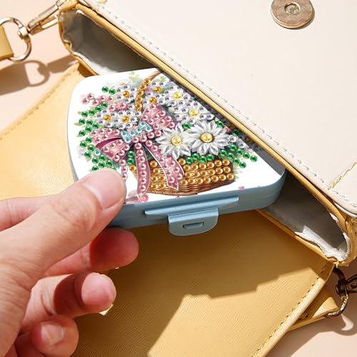 Image of ARTopet Diamond Art Painting Mini Storage Box with 6-Grid Creative Design Compact Portable Small Case for Purse Travel Daily-Flower Basket01