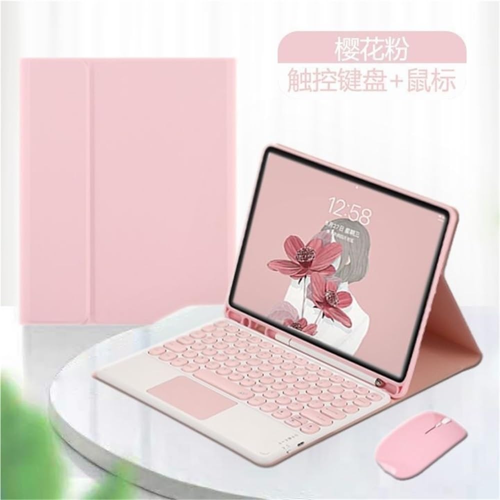 YSJX Funda Protectora for Tableta, Tapa de tecla Redonda, Teclado táctil Adecuado for iPad Air de 11 Pulgadas (M2/M3)/air5/air4 de 10,9 Pulgadas Universal(Mint Green+White Backlit KB)
