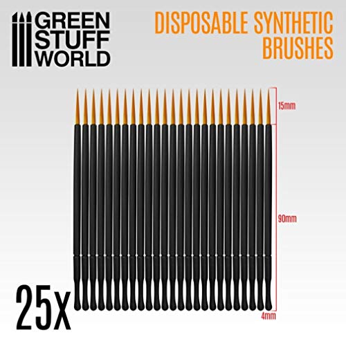 25 brosses synthétiques jetables Green Stuff World 2419 - 3