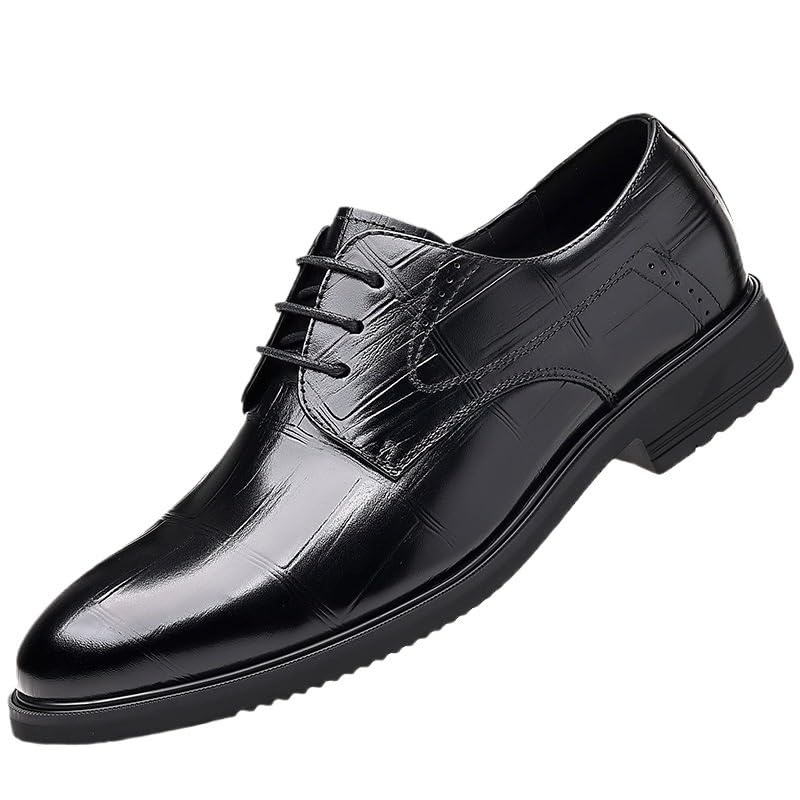Men's Classic Lace-Up Dress Oxford Shoes – Round Toe, Solid PU Leather, Non-Slip Rubber Sole, Low Top – Ideal for Formal, Business & Wedding Events