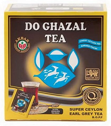 Do Ghazal Super Ceylon Earl Grey Tea Bags - 50 x 2g Teabags Individually Wrapped