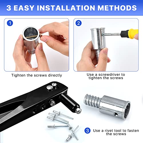 Elesunory 6Pcs Threaded Tip Replacement, Broom Handle Threaded End, Ultra Threaded Tip Repair Kit, Metal Broom Handle Adapter for 0.98 Inch Broom Stick Pole - Thumbnail 4