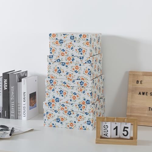 Soul-Lane-Decorative-Square-Boxes-with-Lids-Set-of-4-Harvest-Bloom-Floral-Cardboard-Memory-and-Keepsake-Boxes-Photo-Storage-for-Organizing-and-Home-Decor Soul Lane Decorative Square Boxes with Lids Set of 4 Harvest Bloom Floral Cardboard Memory and Keepsake Boxes Photo Storage for Organizing and Home Decor