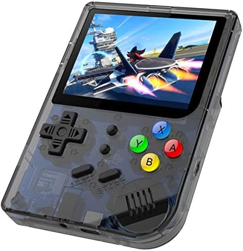 RG300 Handheld Game Console , Retro Game Console with Open Linux System Built-in 5000 Classic Game Console 3 Inch IPS Screen Portable Video Game Console (Transparent Black)