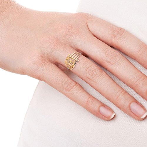 Aeravida Hamsa Hand Of Protection Gold Plated Silver Ring (7) #TOP5