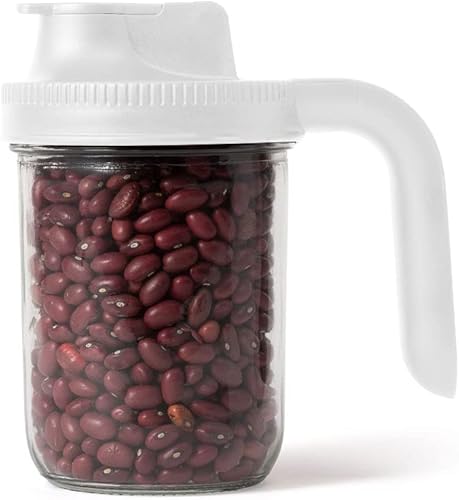 Vista 11 de Jarware 82689 Tapa de tarro Mason con boquilla blanca con y sin asa, boca ancha, juego de 2 Blanco