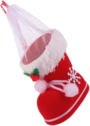 Miniatura 8 de TOYANDONA 2 botas de caramelo de Navidad con pompones, bolsa de regalo de Cnady para árbol de Navidad, calcetín de Navidad, mini botas de Santa para