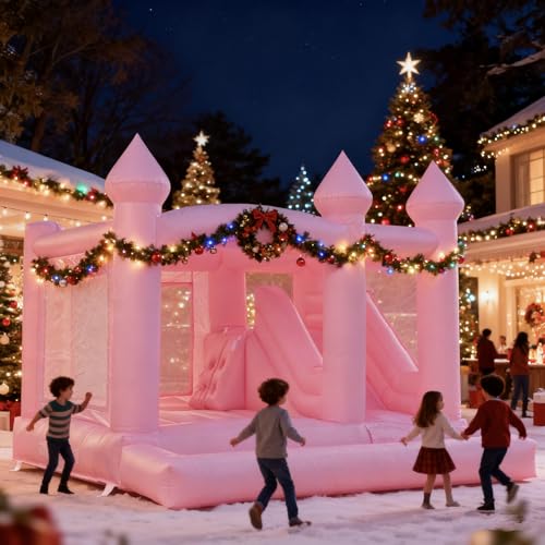 13FTx13FT Large Pink Inflatable Bounce House 100% PVC Bounce House for Big Kids Pink Jumper Bouncy Castle Kids and Adult Wedding Decorations for Outdoor Birthday Party(Including 1500W Blower) - Image 5