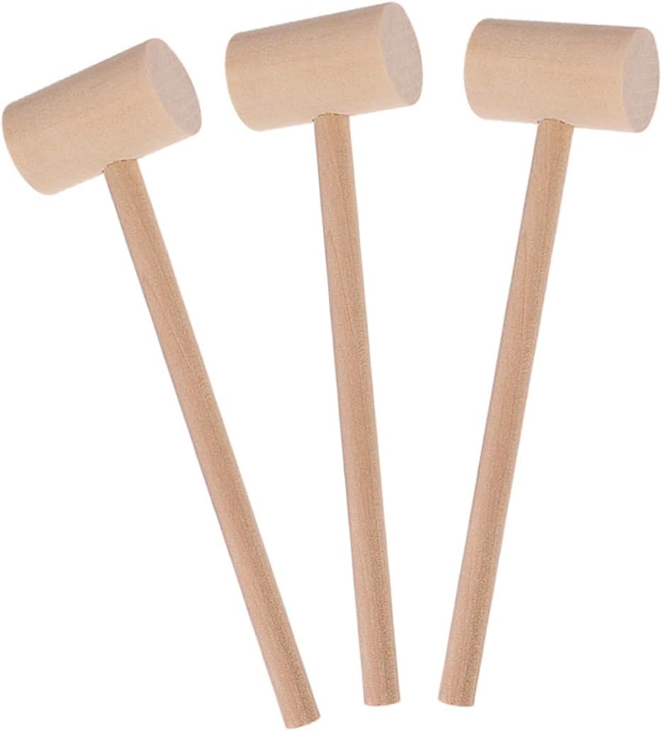 SOLUSTRE 12pcs Wooden Crab and Lobster Mallets Mini Mallets for Seafood Cracking Versatile Kitchen Hammer Tool for Family Gatherings and Baking Comfortable Grip Construction