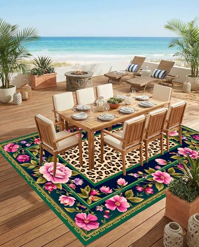 Tapete decorativo floral 5x8 para interior y exterior miniatura 2