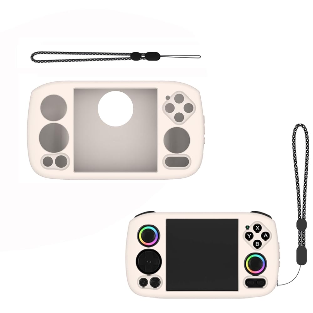 Protective Case for RG Cube Silicone Soft Skin Cover Sleeve with Lanyard for RG Cube Retro Handheld Game Console Anti-Drop Shockproof Shell Case Accessories (Light White)