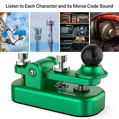 Image of Mini Morse Radio Key CW HAM Send Telegram Double Paddle Morse Code Key with Aluminum Alloy Body Base Green(S)