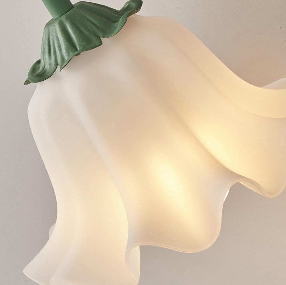 Aplique de Pared para Interiores, Dormitorio, Pasillo, Estilo nórdico Moderno, Cristal opalino, Creativo, Blanco, Flor Verde, lámpara Floral montada, Rosa, para mesita de Noche, sa