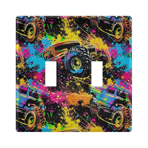 UMIRIKO Graffiti Monster Truck Light Switch Cover Plate Covers Decorative Double Toggle Home Decor 202b5833