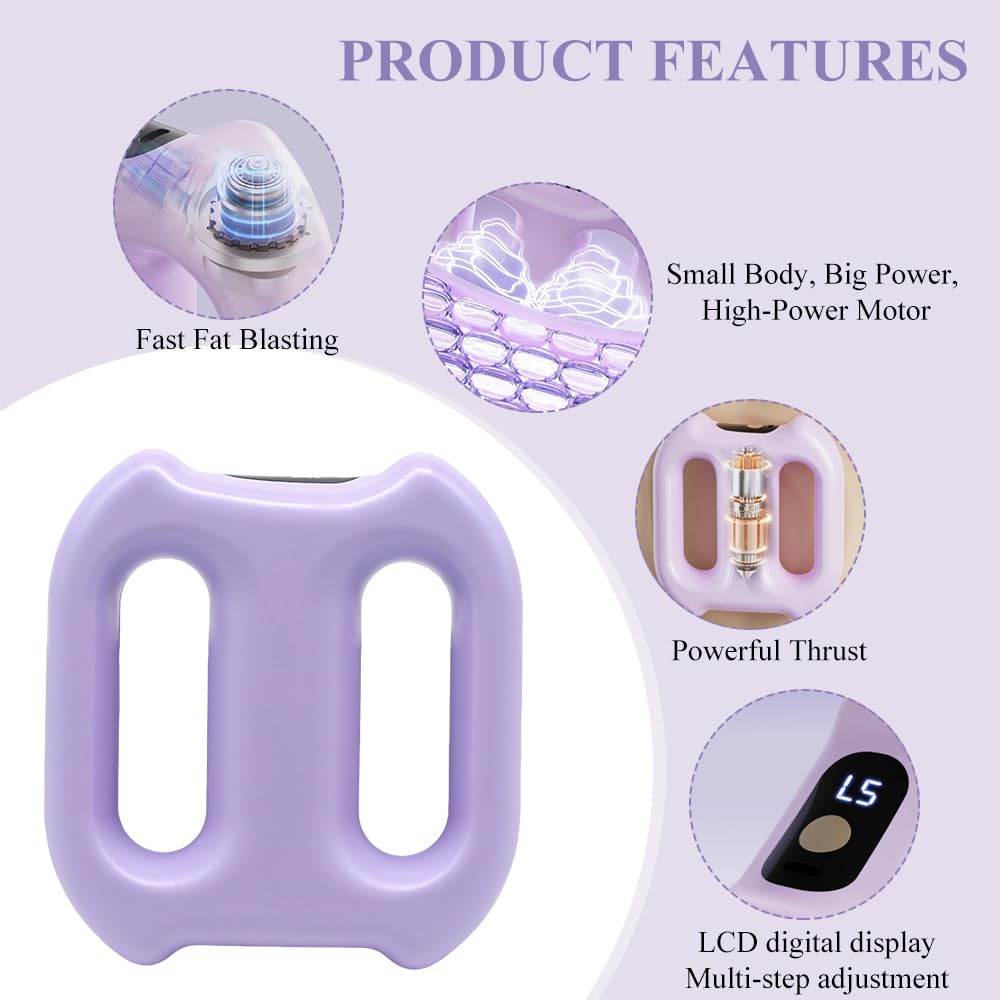 Rodillo Fascial Multifunción, Masajeador de Vientre para Quemar Grasa y Calor, 5 Modos Ajustables, Cinturón Abdominal Regulable para Espalda, Piernas y Abdomen, Violeta