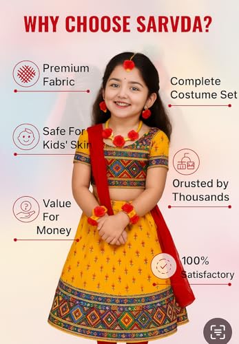 Image of Sarvda Shree Krishna Dress for Baby Boy & Radha Dress for Girls | Janamashtami Dress | Fancy Dress Costume with Accessories Dhoti, Dupatta, Mukut Flute Complete set, Ethnic wear