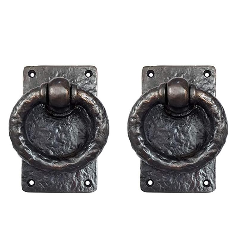Adonai Hardware "Adonikam" Antique Heavy Duty Cast Iron Front Entry Sturdy Ring Medieval Door Knockers (2 Pack, Oil Rubbed Bronze) for Vintage Wooden Barn Shed Doors, Gates, Fences, Furniture