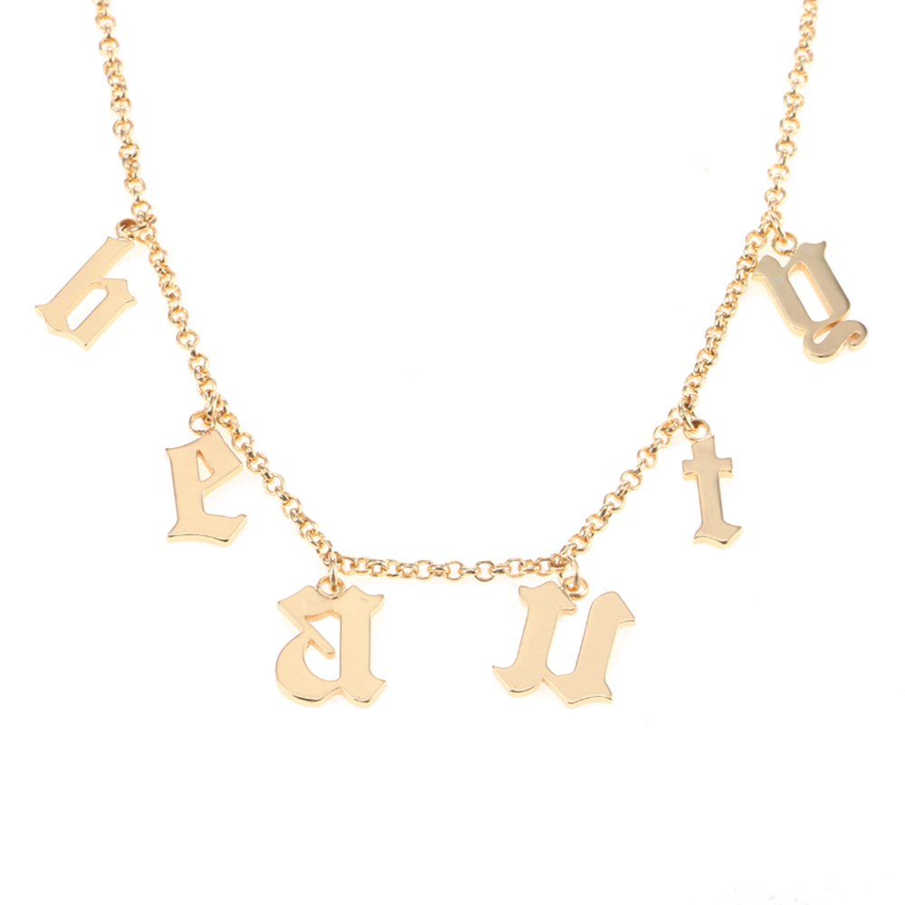 AOCHEEPersonalized Old English Initial Necklace Custom Monogram Layered Name Choker