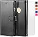 Produktbild OCASE iPhone 6 Hülle Handyhülle iPhone 6S [ Gratis Panzerglas Schutzfolie ] [Premium Leder] [Standfunktion] [Kartenfach] [Magnetverschluss] Schlanke Leder Brieftasche für iPhone 6/6S Schwarz