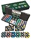 Bullets Playing Cards, Pokerkoffer Paulie, Pokerset mit 500 Keramik Pokerchips mit aufgedruckten Werten, inkl. Doppelpack Pokerkarten und Keramik Pokerplaques