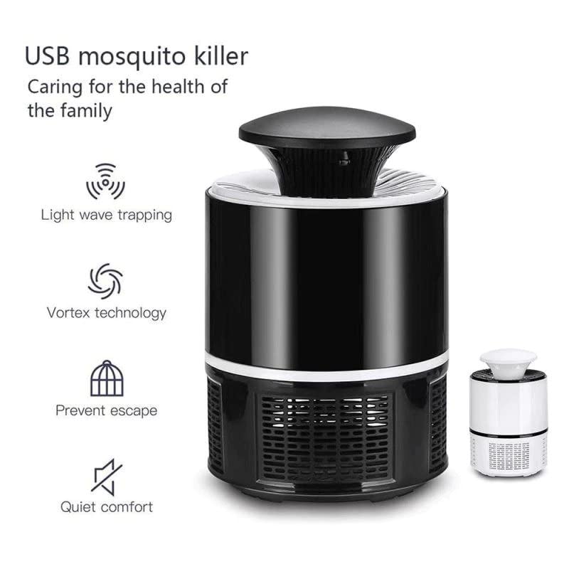 Image of Owme USB UV Mosquito Killer Lamp - Indoor Bug Zapper Trap with Quiet Fan Suction, Chemical-Free Mosquito Catcher for Home, Bedroom, Office & Kitchen (Round Black)