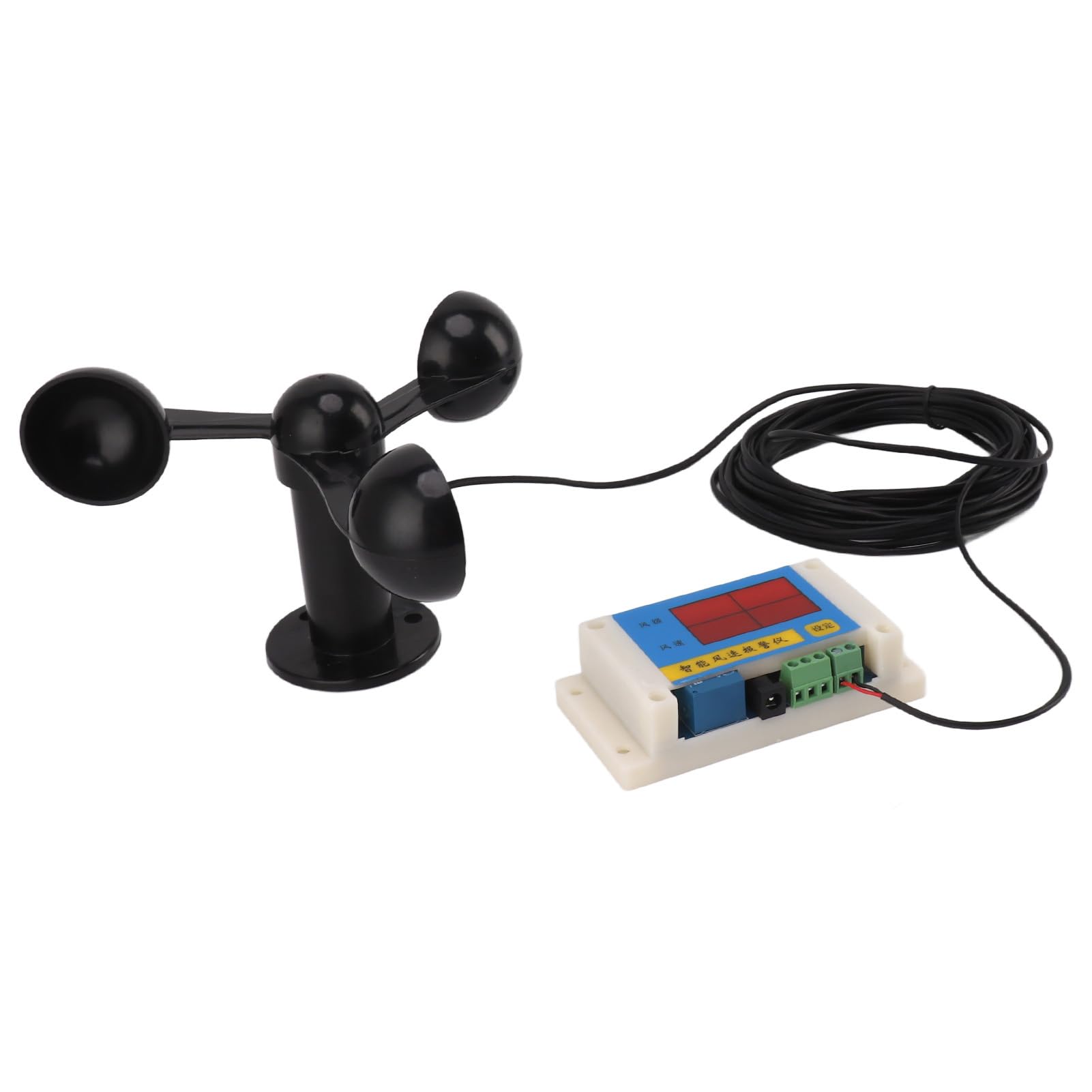 Turmdrehkran-Anemometer, Hochgenaues Windgeschwindigkeits-Alarmgerät für den Außenbereich, USB 5 V, 3 Flügel, Lüfterflügel, 2-12 Hebel, Alarm-Windgeschwindigkeitsmesser