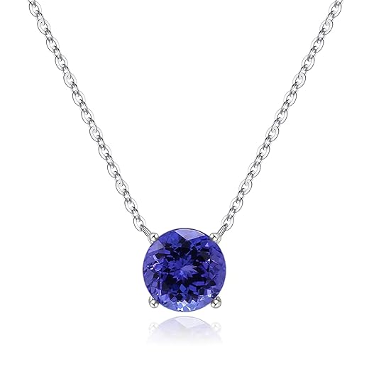 Ursilver Tanzanite Necklace for Women Girls, S925 Sterling Silver Birthstone Necklace 2CT Tanzanite Necklaces December Birthday Gifts Christmas December Birthstone Jewelry Gifts for Women Girls
