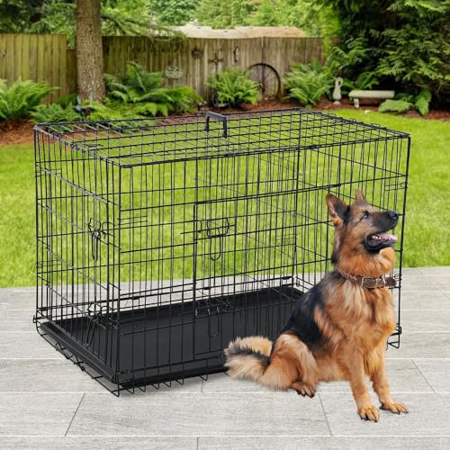 Image of BestPet | Dog Crate | 42 inch | Black | Foldable Metal Kennel with Single Doors