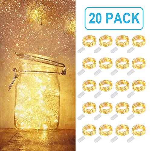 MUMUXI 20 Pack Fairy Lights Battery Operated, 3.3ft 20 LED Mini Waterproof String