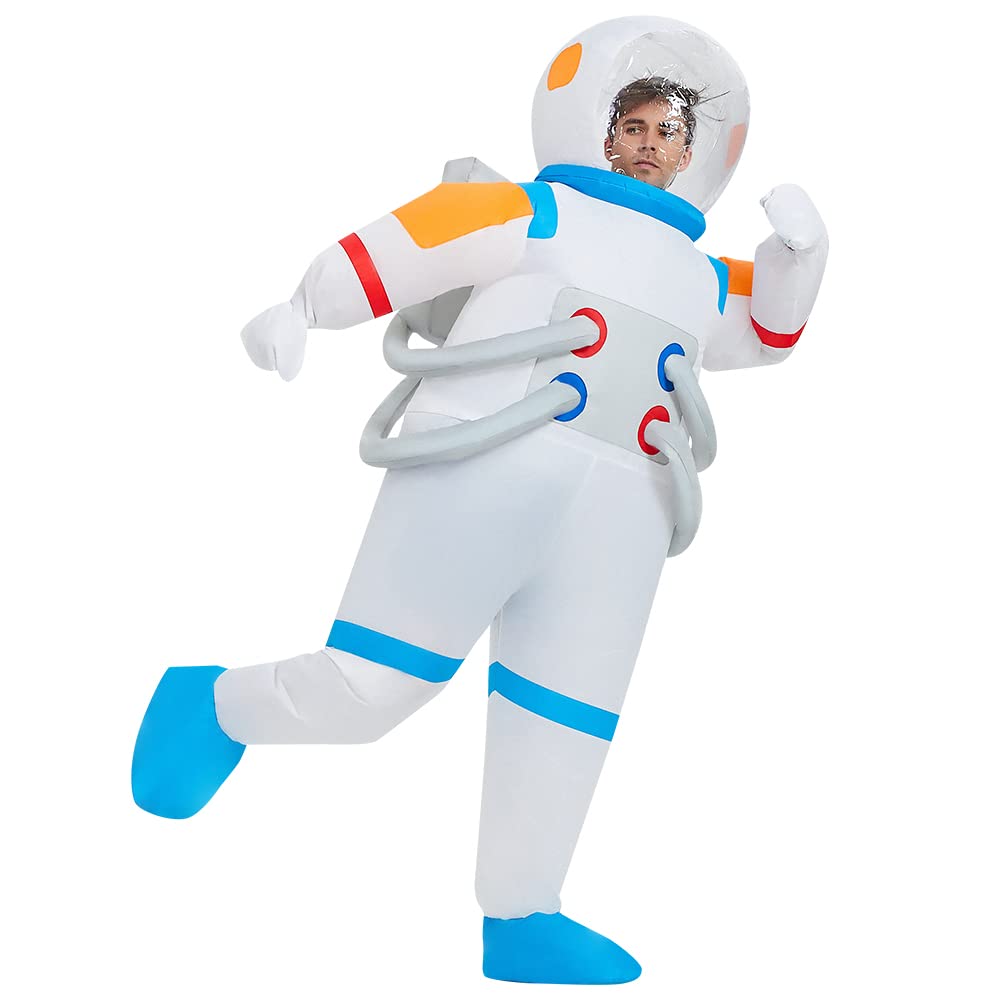 FXICH Disfraz de astronauta inflable, disfraz de astronauta para Halloween, disfraz divertido de cosmonauta (blanco), cosmonauta para adultos: 150-190 cm