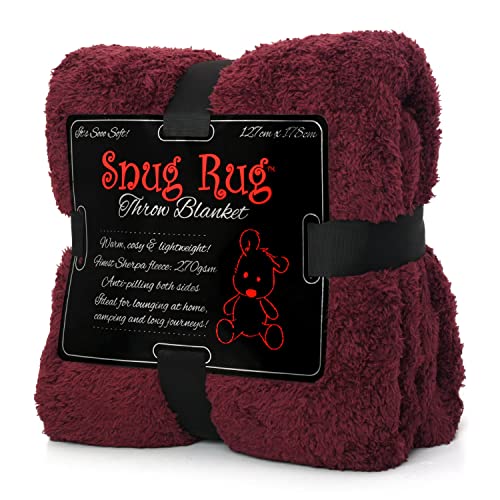Snug Rug Special Edition Blankets Luxury Sherpa Fleece 127 x 178cm (50 x 70) Sofa Throw Blanket (Mulberry Red)