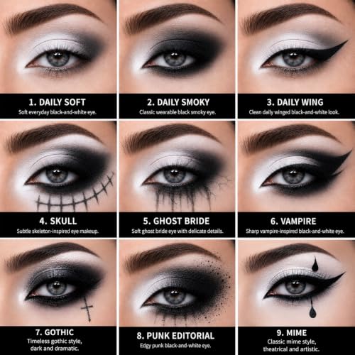 UCANBE Black and White Eyeshadow Palette Kit, Matte Black White Eye Shadow... - Image 4