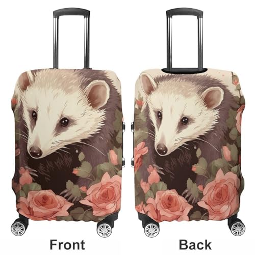 Opossum And Roses Luggage Cover Protector - Travel Suitcase Sleeve with Dual-Sided Prints, Universal Fit 18-32 Inch, Washable Anti-Scratch Travel Baggage Cover XL3
